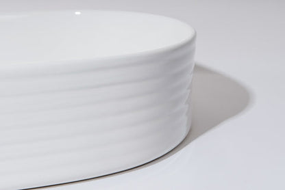 600*380*125mm Gloss White with Fluted Design Above Counter Basin