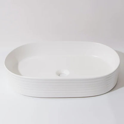 600*380*125mm Matte White with Fluted Design Above Counter Basin