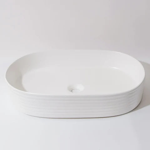 600*380*125mm Matte White with Fluted Design Above Counter Basin