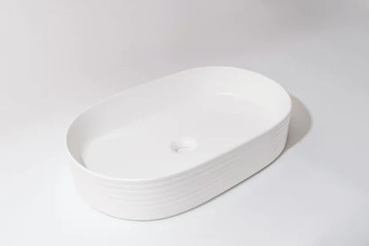 600*380*125mm Matte White with Fluted Design Above Counter Basin