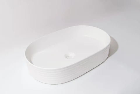 600*380*125mm Matte White with Fluted Design Above Counter Basin
