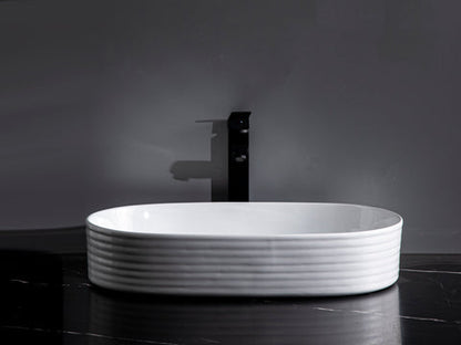 600*380*125mm Gloss White with Fluted Design Above Counter Basin