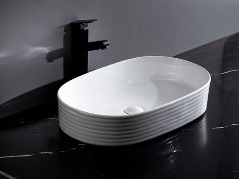 600*380*125mm Gloss White with Fluted Design Above Counter Basin