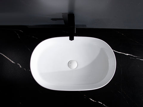600*380*125mm Gloss White with Fluted Design Above Counter Basin