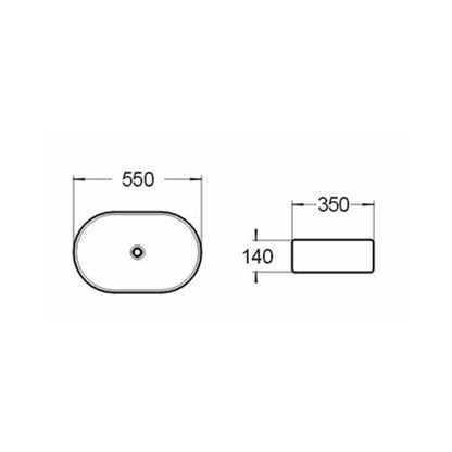 565mmx360mm  Above Counter Basin - Gloss Black & White