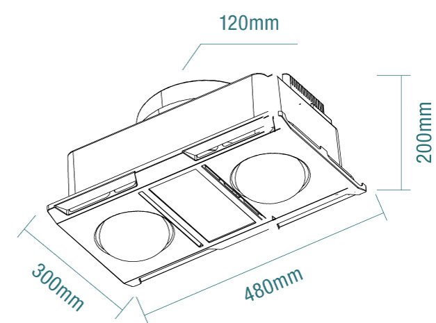 Profile Panel 2 Heat 3 in 1 Bathroom Heater Exhaust Fan with 12w Tricolour Panel Light - White