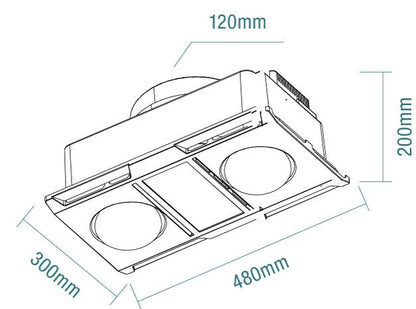 Profile Panel 2 Heat 3 in 1 Bathroom Heater Exhaust Fan with 12w Tricolour Panel Light - White