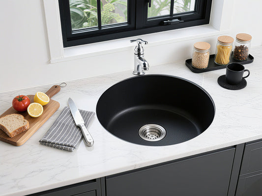 410mmx410mm  Above Counter Basin Quartz - Matte Black