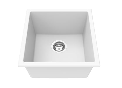 432mm Quartz Undermount Kitchen Sink - Single Bowl - Matte White