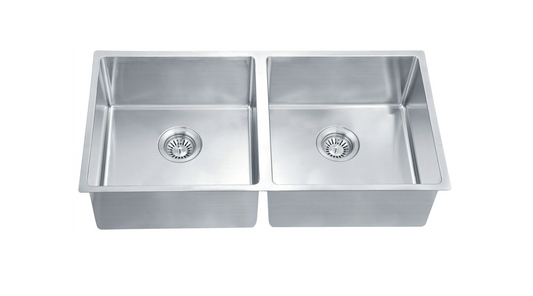Quadra 870mm Double Bowl Sink - Brushed Stainless