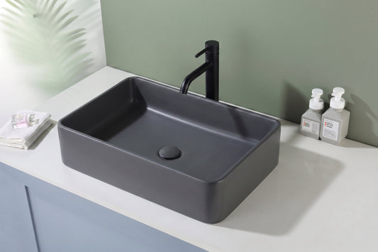 600mmx400mm  Above Counter Basin Quartz - Matte Grey