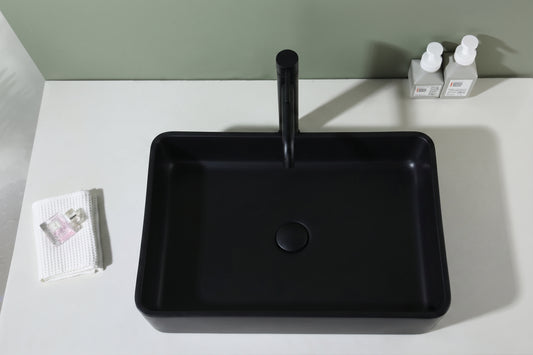 600mmx400mm  Above Counter Basin Quartz - Matte Black