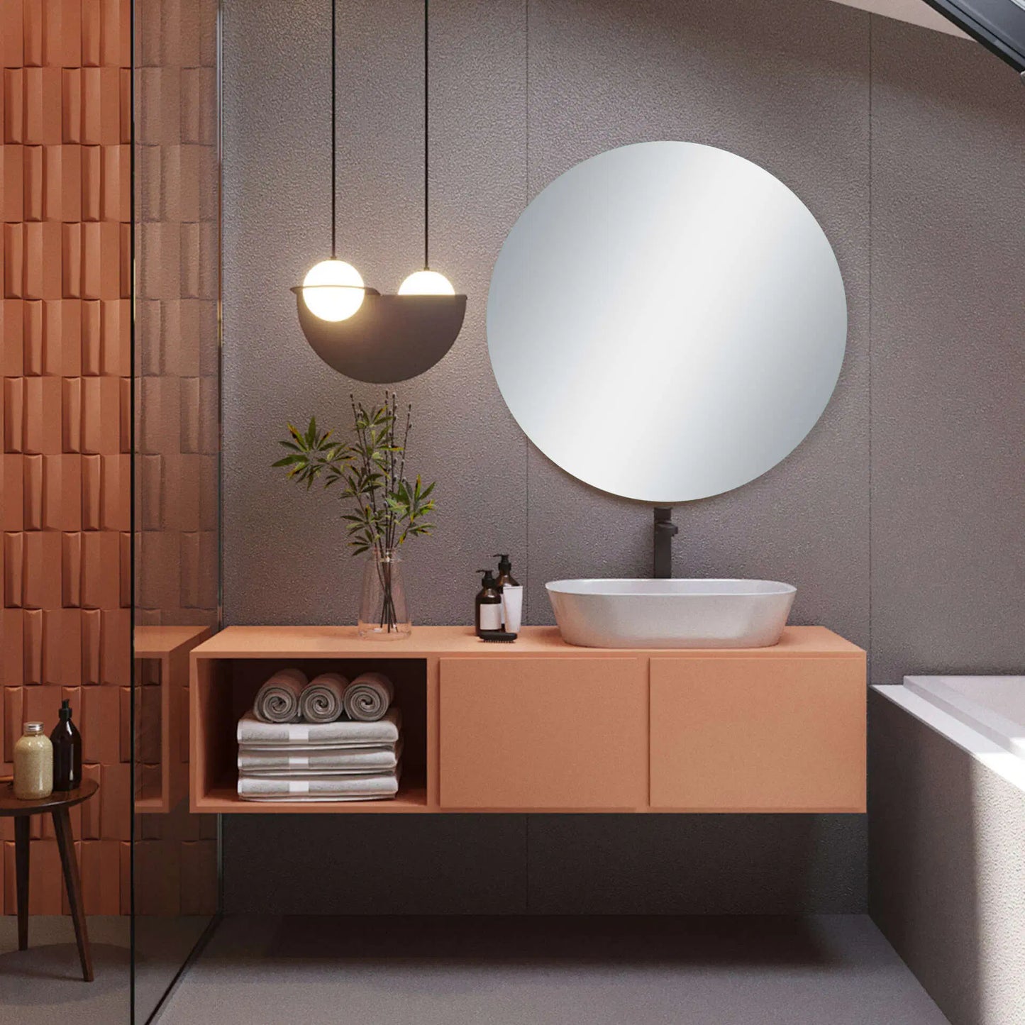 Non-Iuminous Pencil Edge Round Mirror-
D750mm