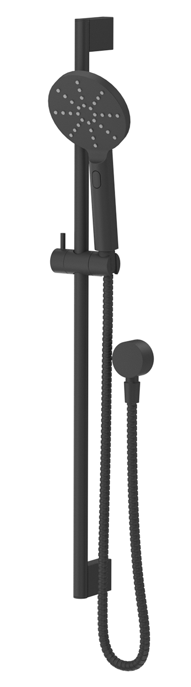 Mica Shower Head on Rail Round - Black