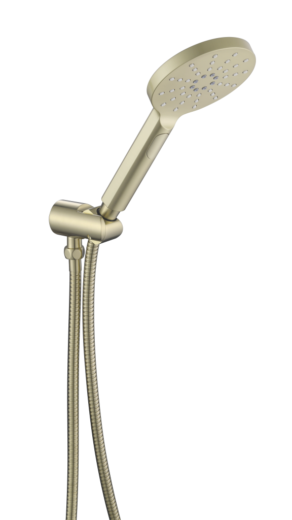Mica Wide Hand Shower On Wall Bracket - French Gold