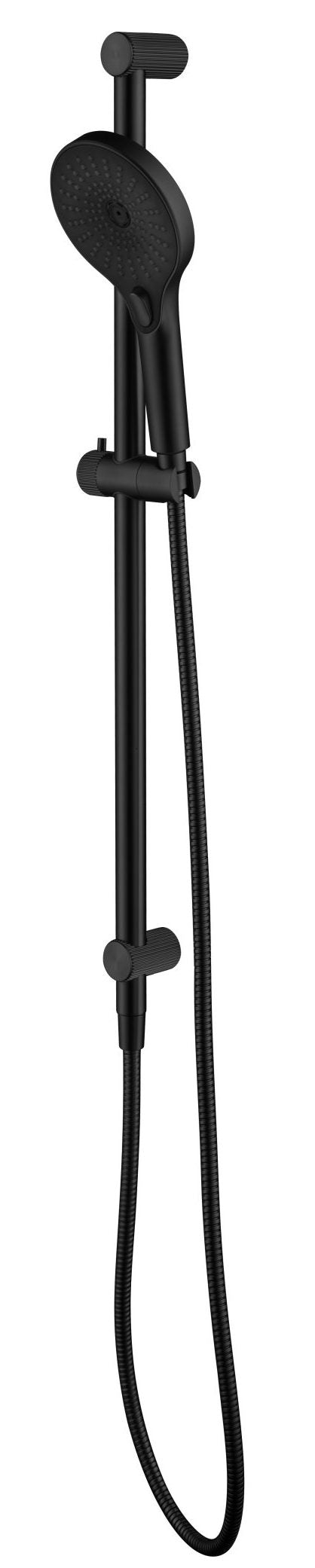 Mica Fluted Shower Head on Rail - Black - (BOM)