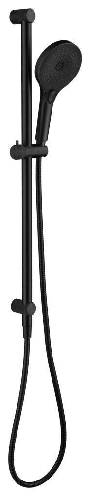 Mica Fluted Shower Head on Rail - Black - (BOM)