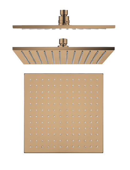 Square Rose Gold Brass Shower Head 250mm