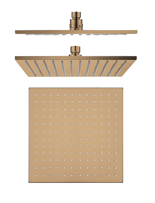 Square Rose Gold Brass Shower Head 250mm