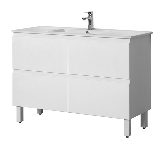 1200mm Riva Floor Vanity PVC Cabinet Only - Gloss White