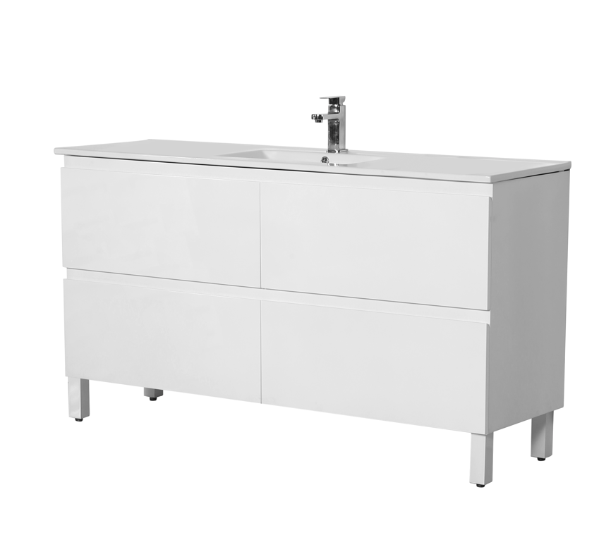 1500mm Revive Floor Vanity PVC - Cabinet Only - Single Bowl - Matte White