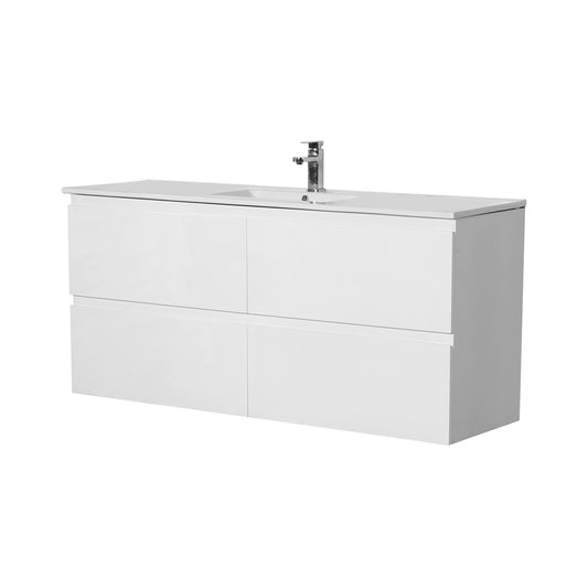 1500mm Riva Wall Hung Vanity PVC Cabinet Only - Gloss White