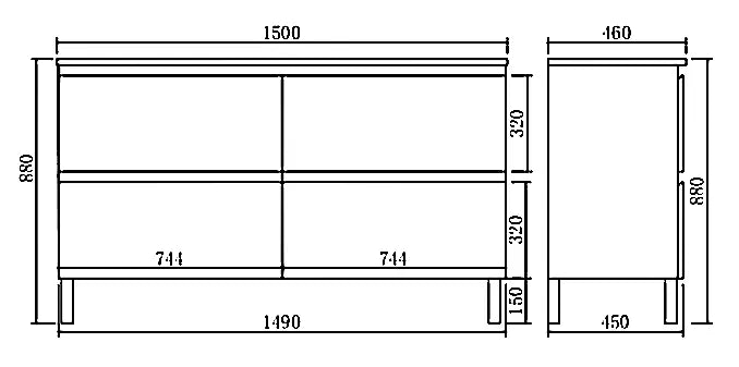 1500mm Revive Floor Vanity PVC - Cabinet Only - Single Bowl - Matte White