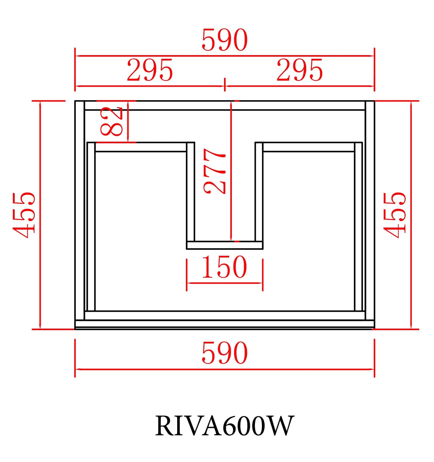 600mm Riva Wall Hung Vanity PVC Cabinet Only - Gloss White