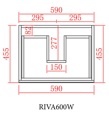 600mm Riva Wall Hung Vanity PVC Cabinet Only - Gloss White