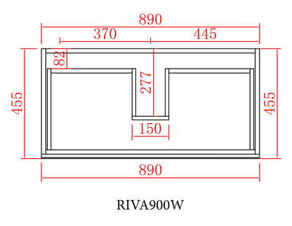 900mm Riva Wall Hung Vanity PVC Cabinet Only - Gloss White