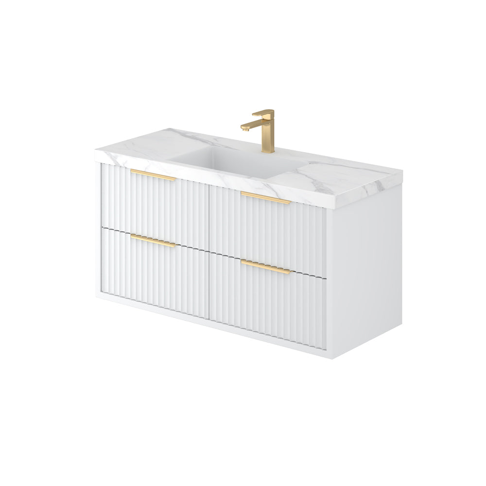 1500mm Rome Wall Hung Vanity PVC - Cabinet Only - Single Bowl - Matte White