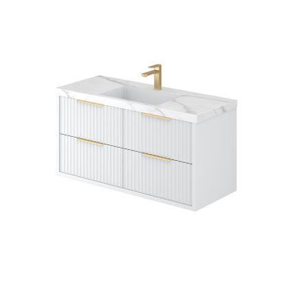 1500mm Rome Wall Hung Vanity PVC - Cabinet Only - Single Bowl - Matte White