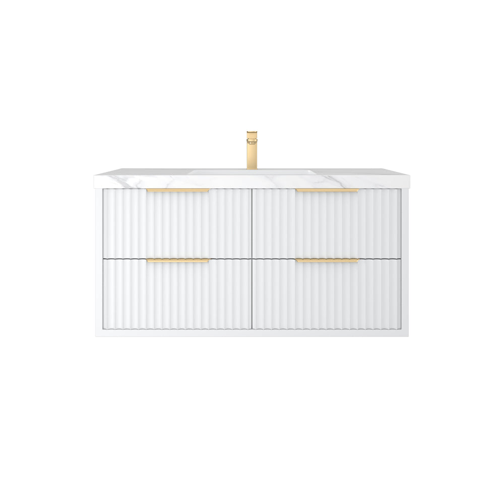 1500mm Rome Wall Hung Vanity PVC - Cabinet Only - Single Bowl - Matte White