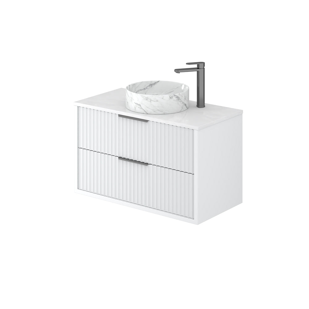 900mm Rome Wall Hung Vanity PVC - Cabinet Only - Matte White