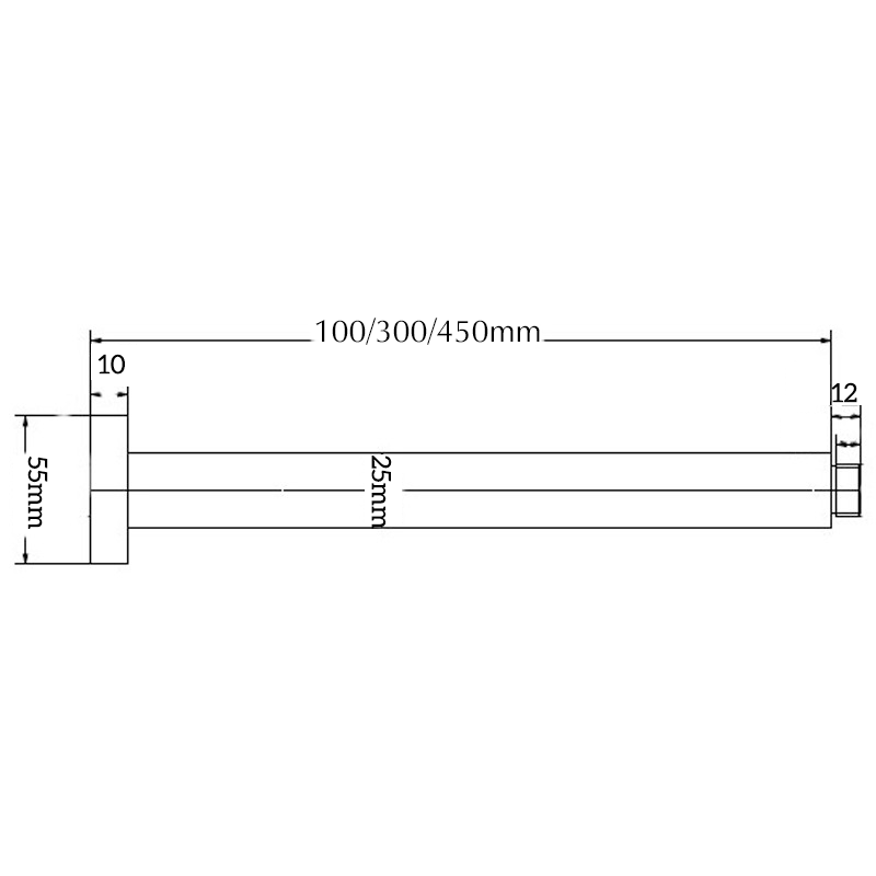 Mica Ceiling Arm - 100mm - Black