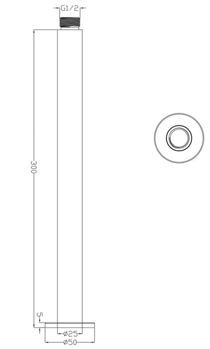Mica Ceiling Arm - 300mm - Living Brass