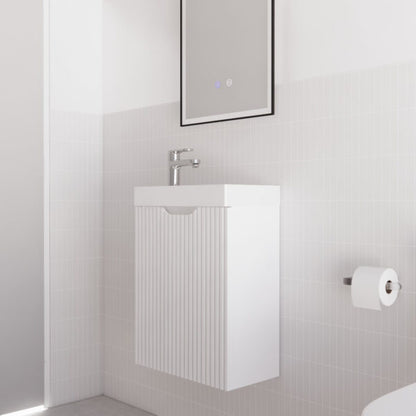450mm * Matt white   *Fluted style                        *1 door                         *Wall Hung                      * mini vanity