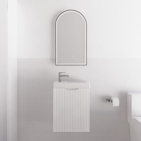 450mm * Matt white   *Fluted style                        *1 door                         *Wall Hung                      * mini vanity