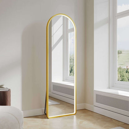 Saga 500×1600mm Freestanding LED Arch Mirror - Brushed Gold | SA-50160A-BG