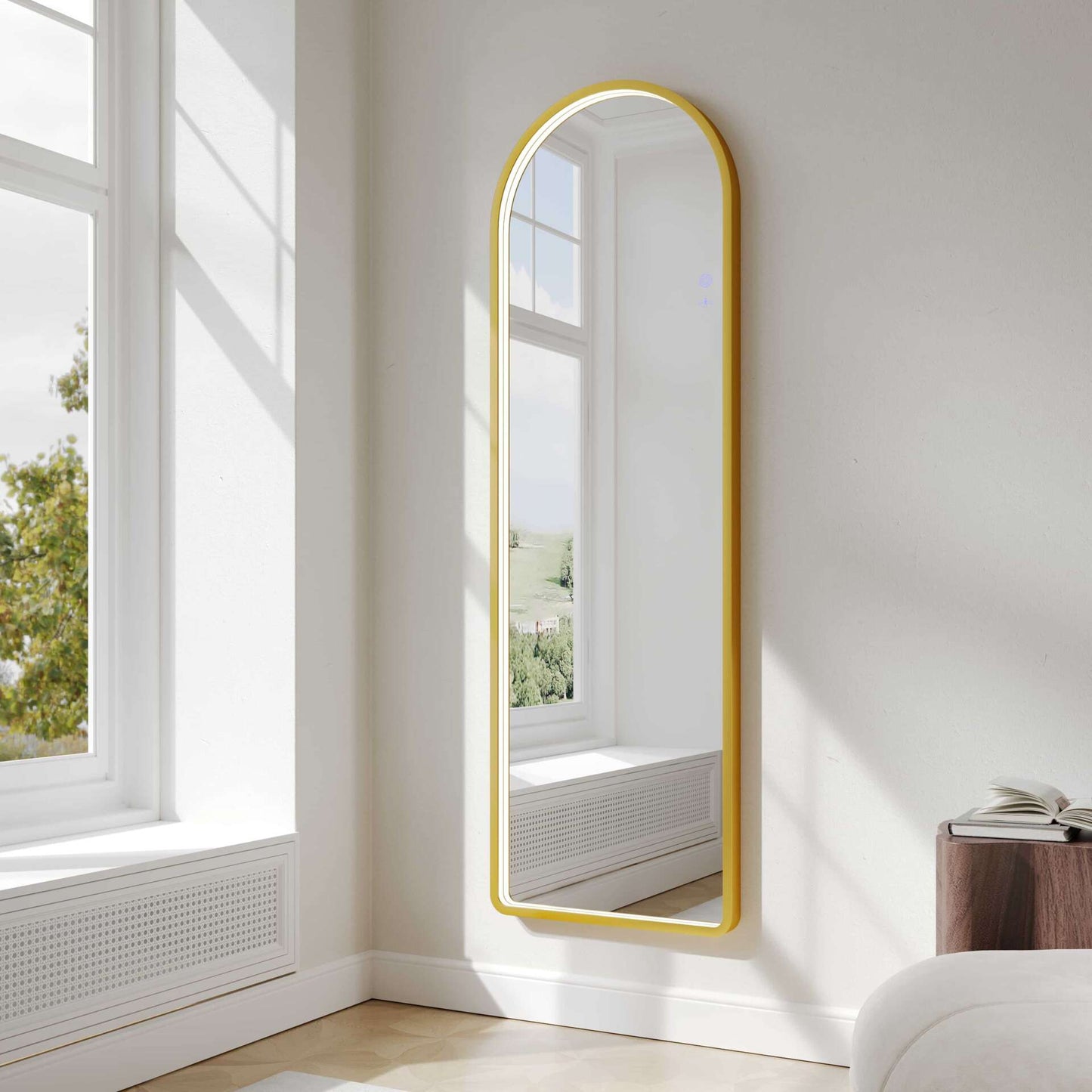 Saga 500×1600mm Freestanding LED Arch Mirror - Brushed Gold | SA-50160A-BG