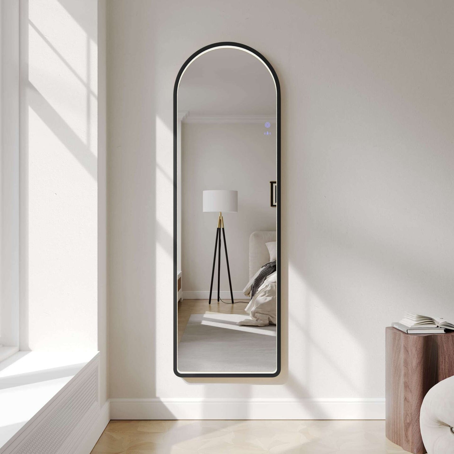 Saga 500×1600mm Freestanding LED Arch Mirror - Matt Black | SA-50160A-MB