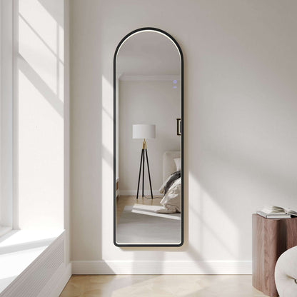 Saga 500×1600mm Freestanding LED Arch Mirror - Matt Black | SA-50160A-MB