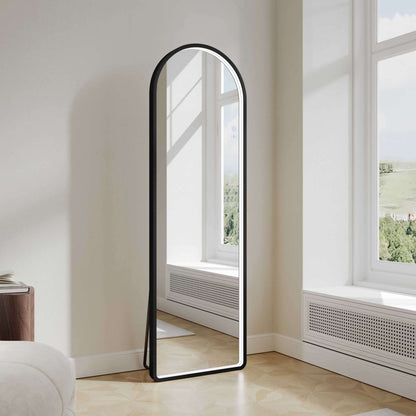 Saga 500×1600mm Freestanding LED Arch Mirror - Matt Black | SA-50160A-MB
