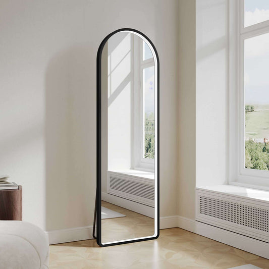 Saga 500×1600mm Freestanding LED Arch Mirror - Matt Black | SA-50160A-MB