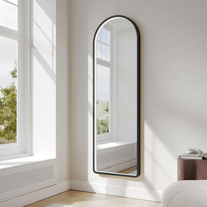 Saga 500×1600mm Freestanding LED Arch Mirror - Matt Black | SA-50160A-MB