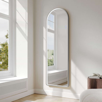 Saga 500×1600mm Freestanding LED Arch Mirror - Brushed Nickel | SA-50160A-BN