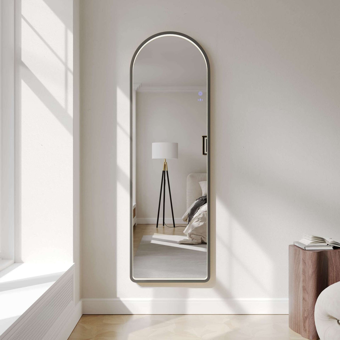 Saga 500×1600mm Freestanding LED Arch Mirror - Gun Metal | SA-50160A-GM
