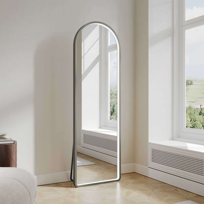 Saga 500×1600mm Freestanding LED Arch Mirror - Gun Metal | SA-50160A-GM