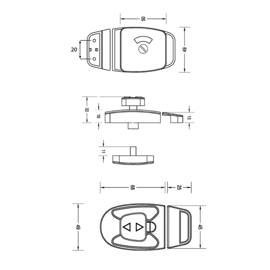 Sera Emergency Release Slide Lock and Indicator Set - Satin Chrome Plate - With Screw Fixings