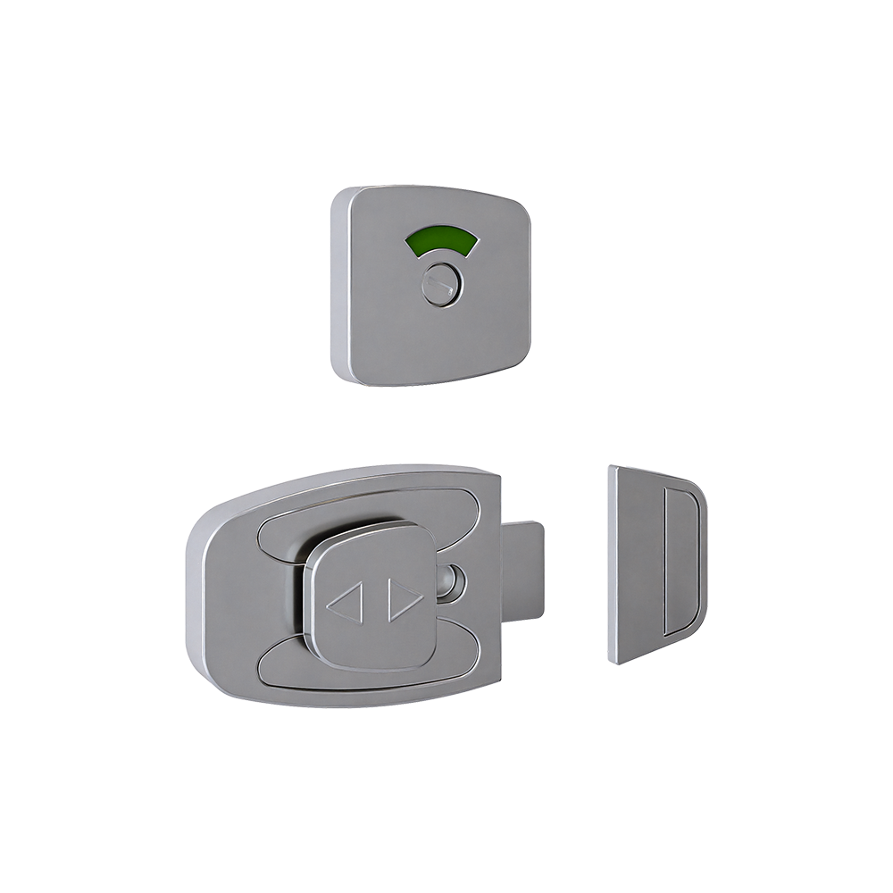Sera Emergency Release Slide Lock and Indicator Set - Satin Chrome Plate - With Screw Fixings